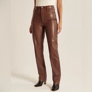 Abercrombie & Fitch Straight Ultra High Rise Vegan Leather Pants Curve Love NWT